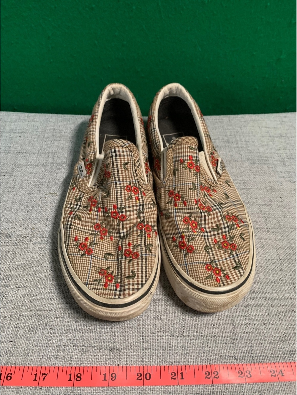 Vans floral plaid slip on sneakers
